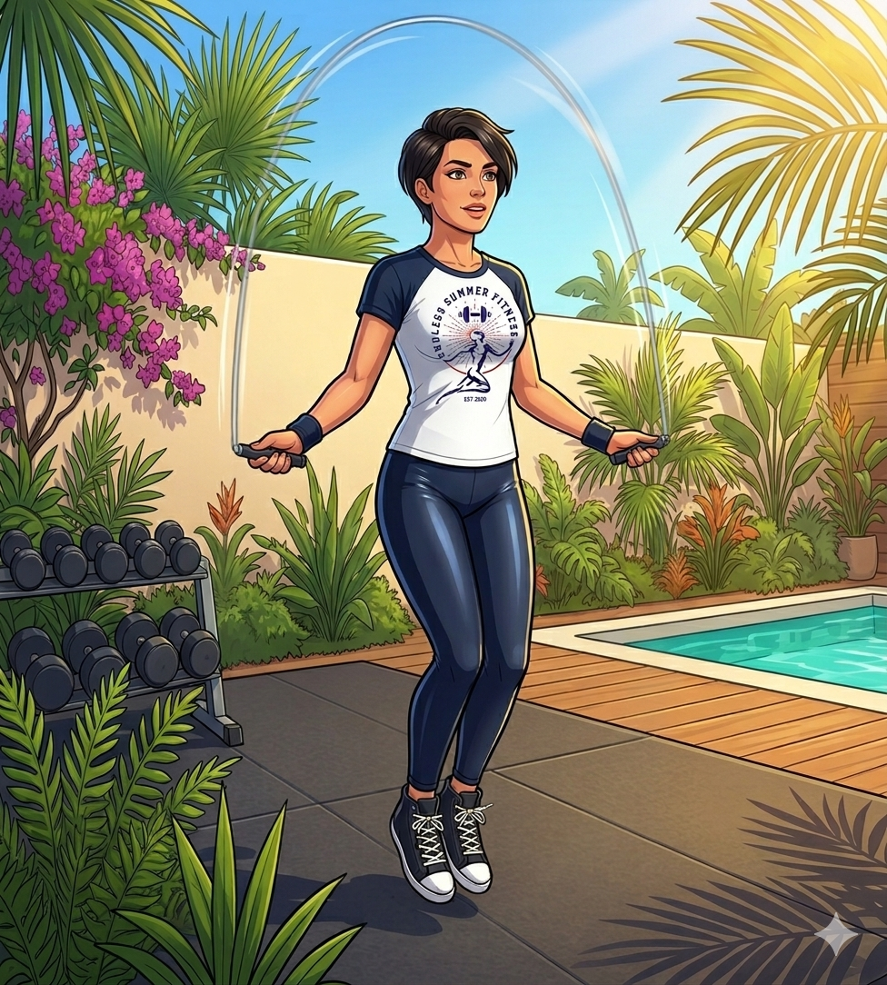 6 Ways to Love Cardio! Jump Rope. ESF Coach jumping rope in her Miami backyard.