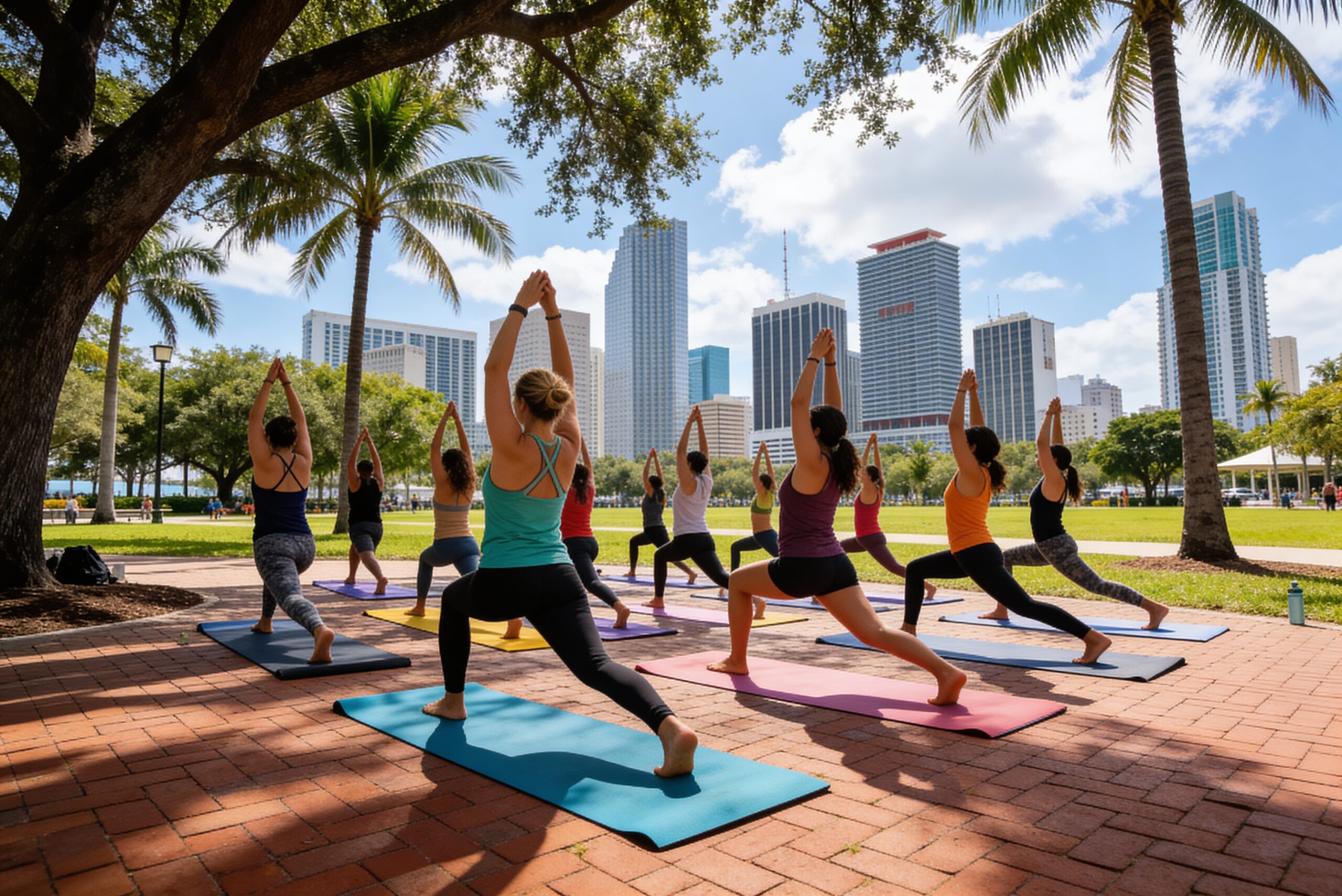 Beginner Fitness Events in Miami - riverfront yoga