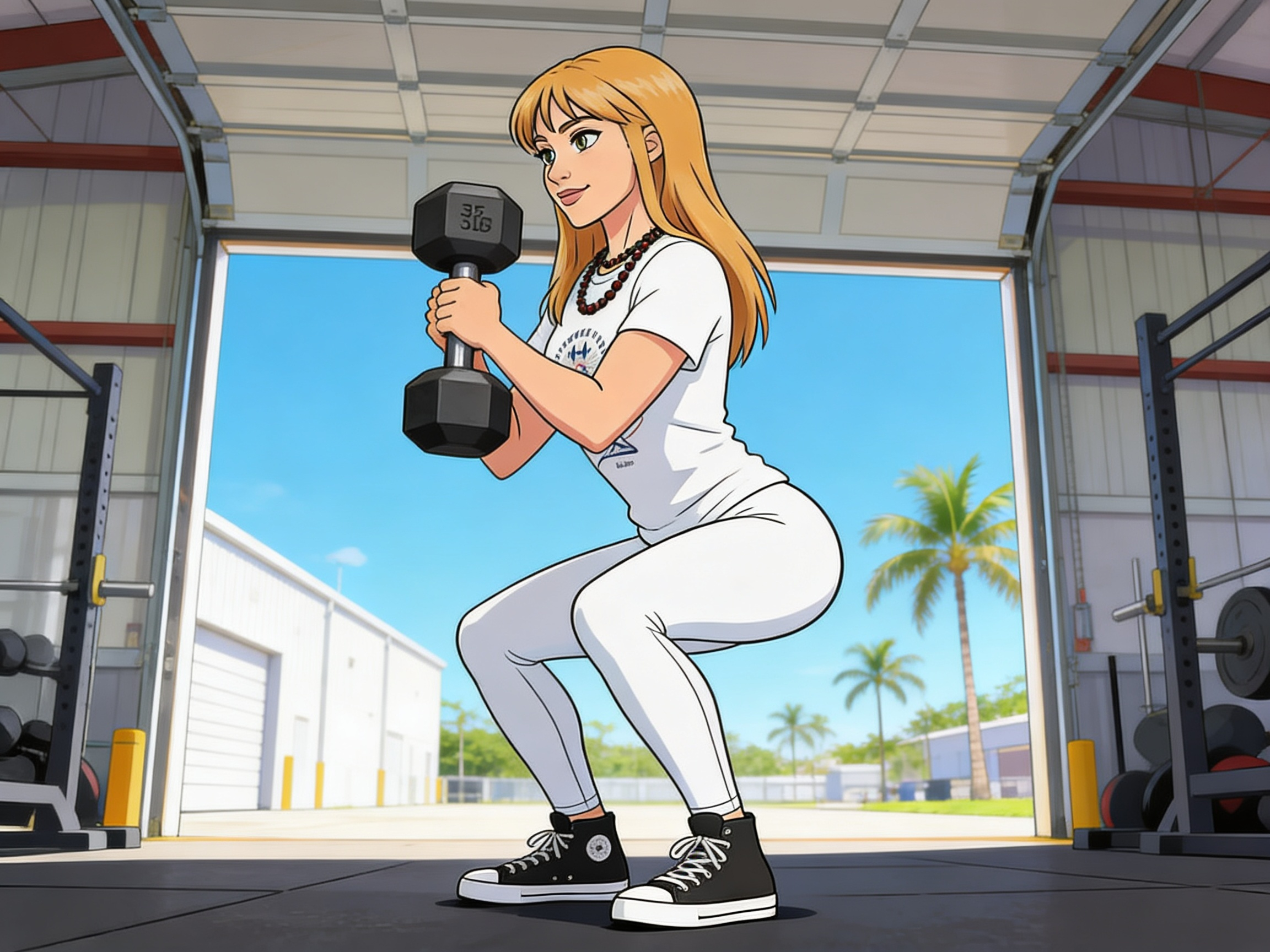 A hybrid athlete performing a controlled squat with strong form, demonstrating one of The Best Compound Exercises for squats to build full‑body strength, stability, and real‑life athletic power.