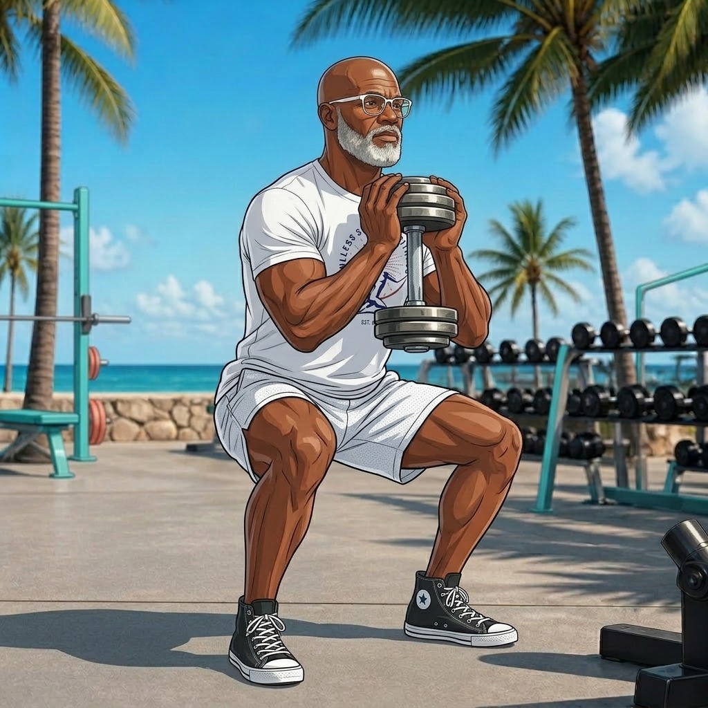 Full-Body Strength Training Goblet squat form for hybrid athletes improving full‑body strength.