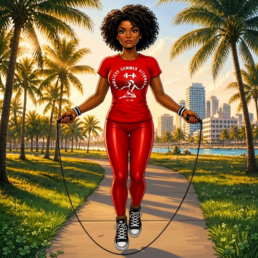 Outdoor Cardio for Beginners. Outdoor cardio for beginners in Miami jumping rope.