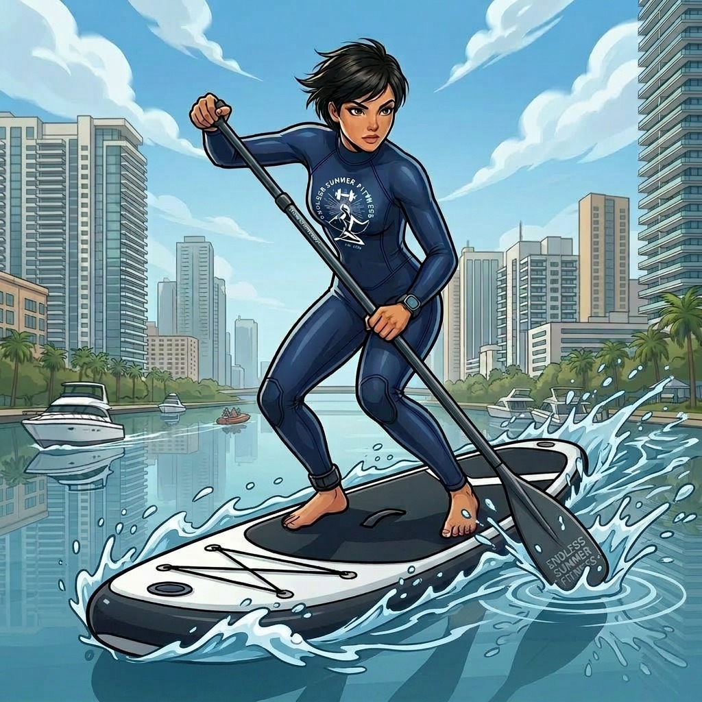 Exercises for Paddleboarding. Core rotation during paddleboarding for functional strength and hybrid fitness.