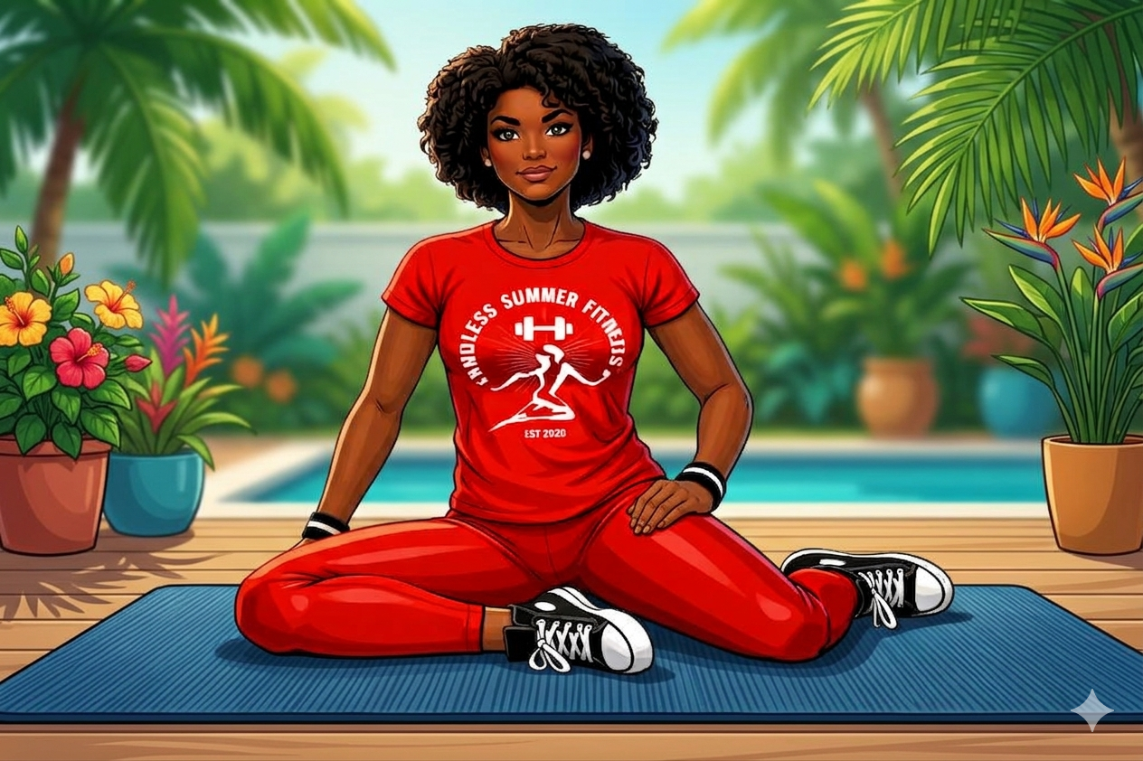 90/90 Hip Switch. Athletic woman in a classic 90/90 hip switch position, front shin parallel to the camera, torso upright, demonstrating hip mobility and internal–external rotation control.”