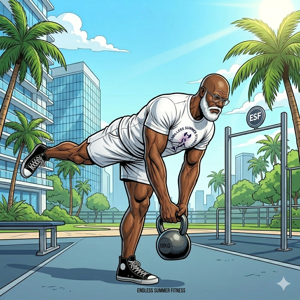 build lean muscle after 40. Over-40 athlete building lean muscle with outdoor Miami strength training.