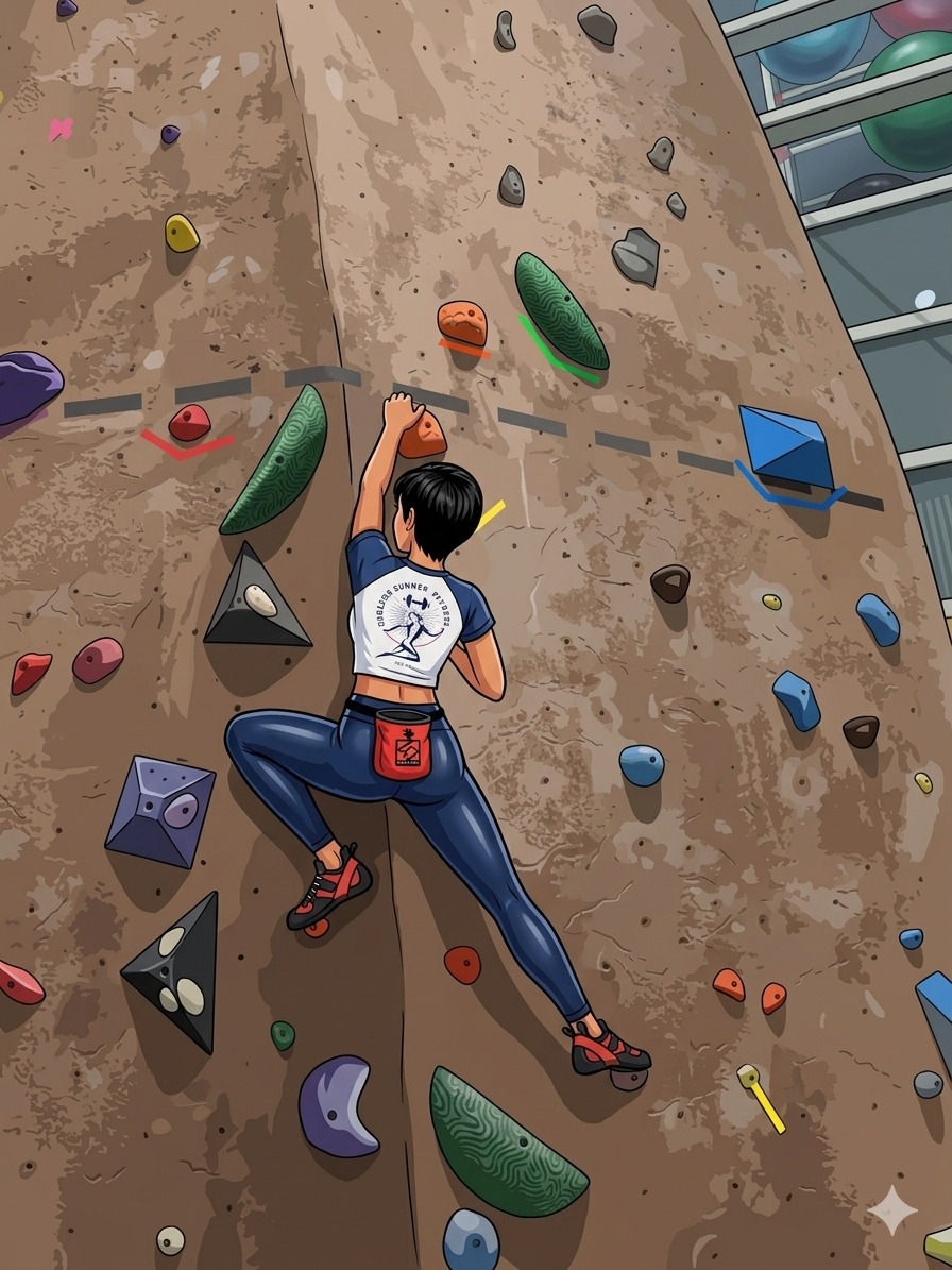 Beginner Fitness Events. An athlete rock climbing. 